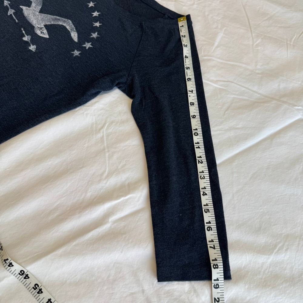 Hollister Womens Navy Blue 3/4 Sleeve Graphic Tee Seagull Logo Y2K Size S - Picture 4 of 9